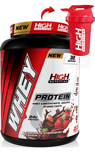 High Nutrition Whey Protein 960 gr Çikolata Çilek Aromalı Protein Tozu 24 gram Protein 32 Servis Shaker Hediye