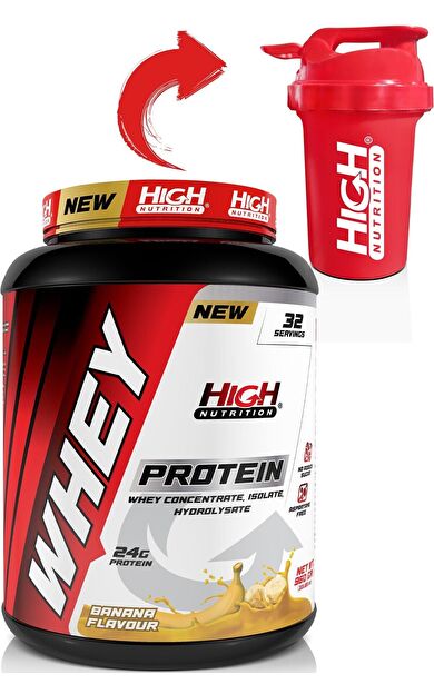 High Nutrition Whey Protein 960 gr Muz Aromalı Protein Tozu 24 gram Protein