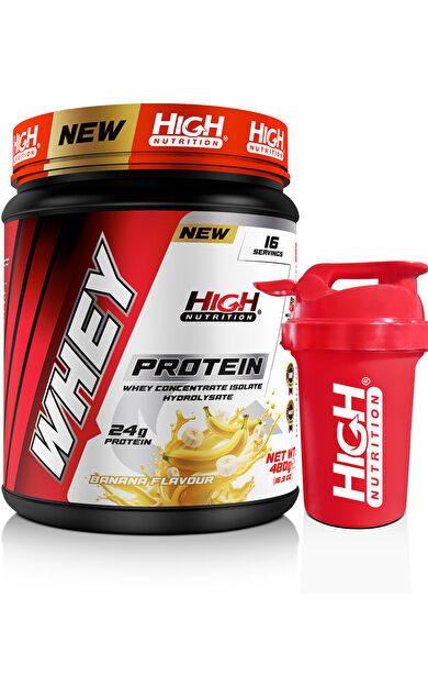 High Nutrition Whey Protein 480 gr Muz Aromalı Protein Tozu 24 gram Protein 16 Servis
