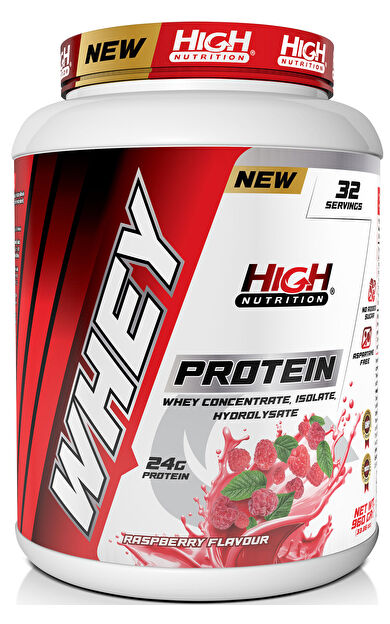 High Nutrition Whey Protein 960 gr Ahududu Aromalı Protein Tozu 24 gram Protein 32 Servis