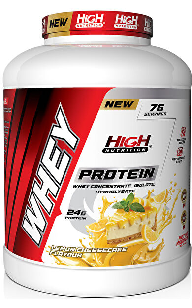 High Nutrition Whey Protein 2280 gr Limon Cheesecake Aromalı Protein Tozu 24 gram Protein 76 Servis