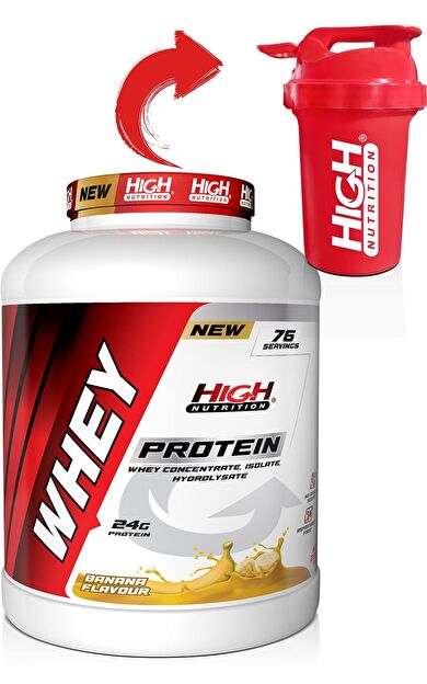 High Nutrition Whey Protein 2280 Gr Muz Aromalı Protein Tozu 24 Gram Protein
