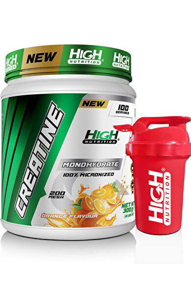 High Nutrition Micronized Creatine Monohydrate 300 Gr 100 Servis Kreatine Portakal Aromalı