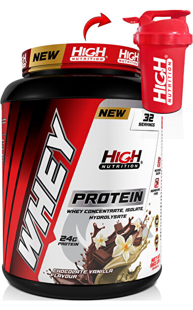 High Nutrition Whey Protein 960 gr Çikolata Vanilya Aromalı Protein Tozu 24 gram Protein 32 Servis Shaker Hediye