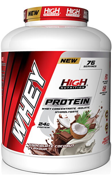High Nutrition Whey Protein 2280 gr Çikolata Hindistan Cevizi Aromalı Protein Tozu 24 gram Protein 76 Servis