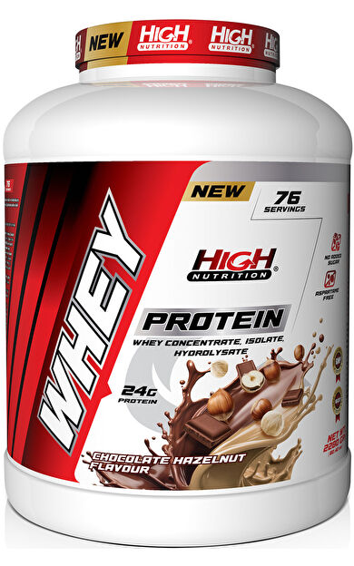 High Nutrition Whey Protein 2280 gr Çikolata Fındık Aromalı Protein Tozu 24 gram Protein 76 Servis