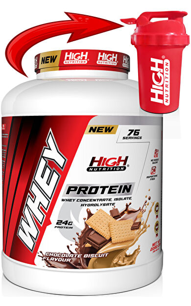 High Nutrition Protein Tozu 2280 Gr Çikolata Bisküvi Aromalı Whey Protein 24 Gram Protein 76 Servis Shaker Hediye