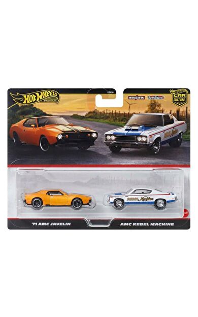 Hot Wheels Premium JBL06 Car Culture 2 Pack 71 Amc Javelin // Amc Rebel Machine