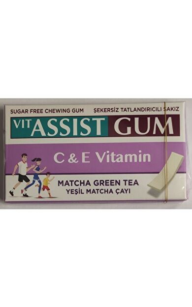Hünnap Vit Assist Gum (C-E Vitaminli Matcha Yeşil Çaylı Sakız) 27Gr Pk.İçi 14 Adet