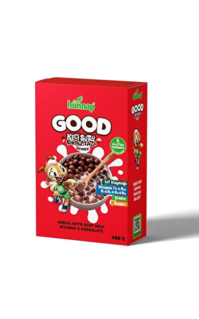 Hünnap Good Keçi Sütlü Vitaminli Çikolatalı Gevrek 400 Gr (Kahvaltılık )