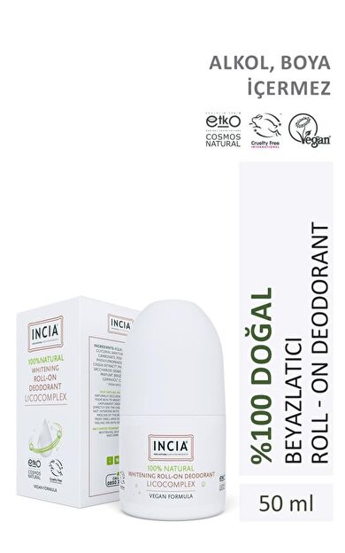 Incia %100 Natural Whitening Roll-On Deodorant 50 Ml- SKT: 03/2028