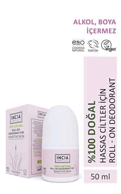 Incia %100 Natural Roll-On Deodorant For Sensitive Skin 50 Ml