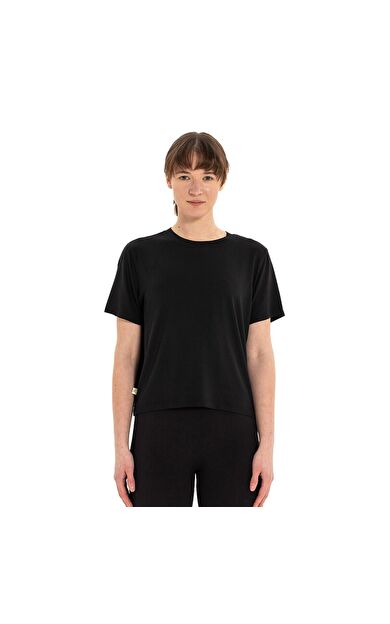 Inguz Modal Bisiklet Yaka Basic Yoga T-Shirt Siyah
