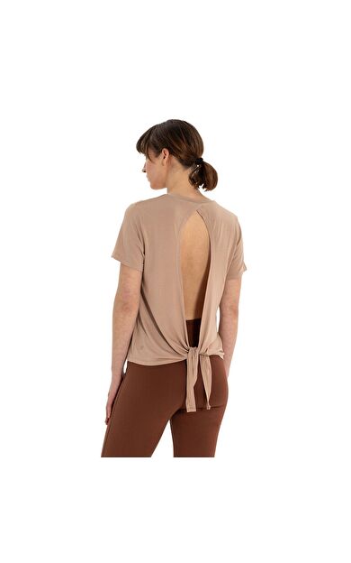 Inguz Sırt Bağlamalı Modal Yoga T-Shirt Bej
