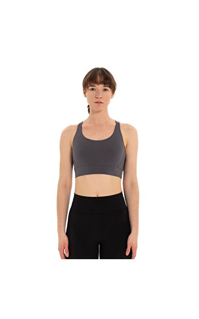 Inguz Çift Askılı Sırtı Çapraz Yoga Büstiyer Gri