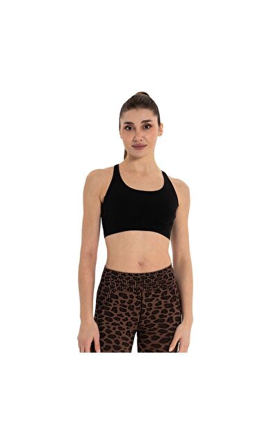 Inguz Çift Askılı Sırtı Çapraz Yoga Büstiyer Siyah