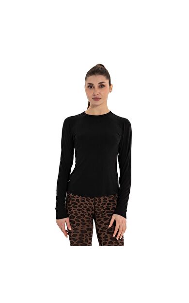 Inguz Uzun Kollu Basic Modal Yoga T-Shirt Siyah