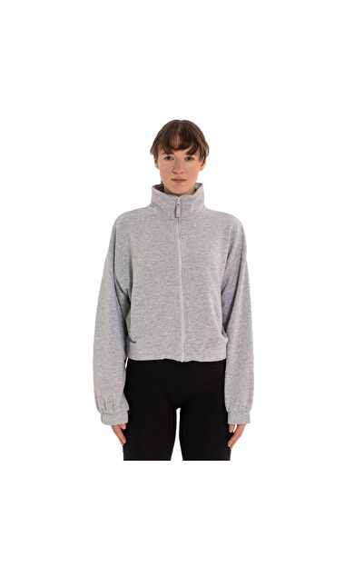 Inguz Dik Yaka Fermuarlı Sweatshirt Gri
