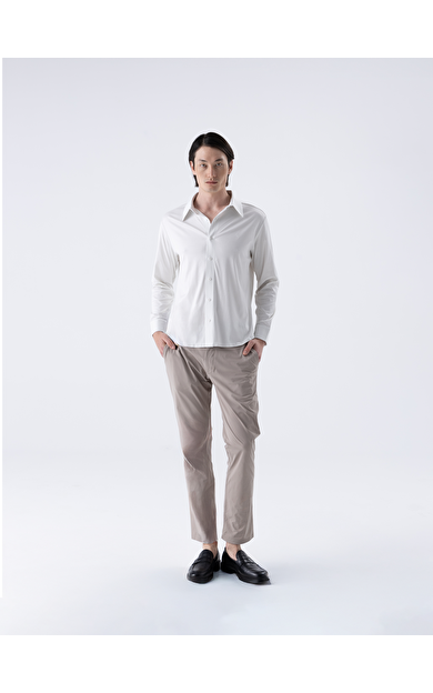 ISAORA SUPER MERCERIZED UZUN KOLLU GÖMLEK WHITE