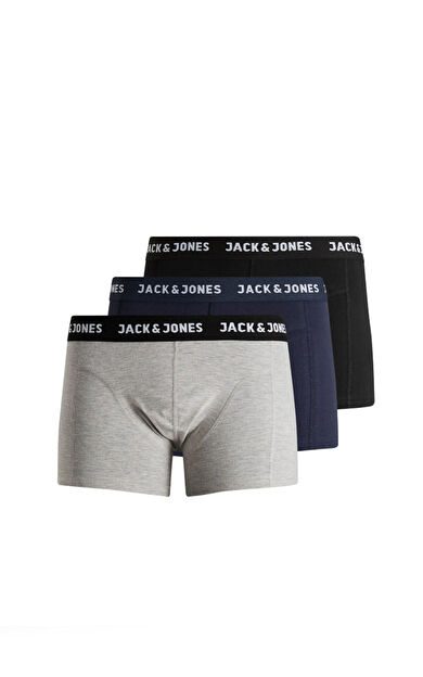 Jack &amp; Jones 12160750 3 lü Erkek Boxer Siyah