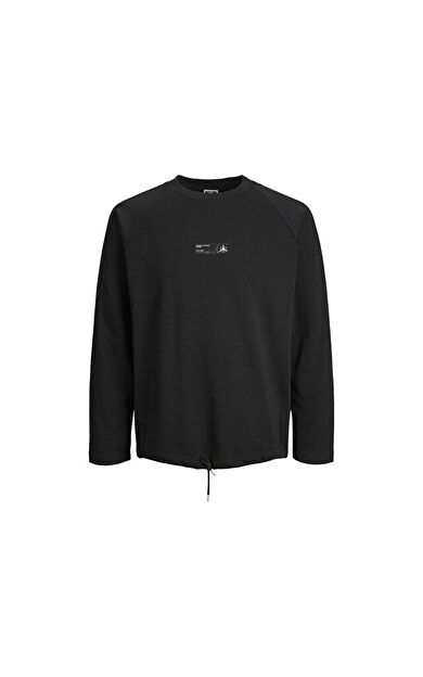 Jack Jones Jconavigator Sweat Crew Neck Erkek Günlük Sweatshirts 12229348-BLACK Siyah
