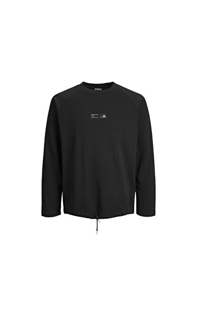 Jack Jones Jconavigator Sweat Crew Neck Erkek Günlük Sweatshirts 12229348-BLACK Siyah