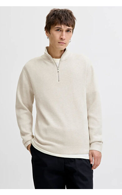 Jack &amp; Jones JPRBLAMILANO STITCH Erkek  Kırık Beyaz Sweatshırt