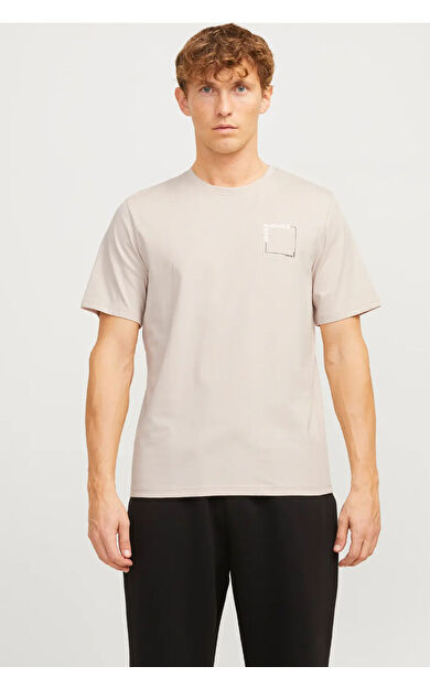 Jack &amp; Jones JJVERNER TEE SS Erkek  Bej Tişört