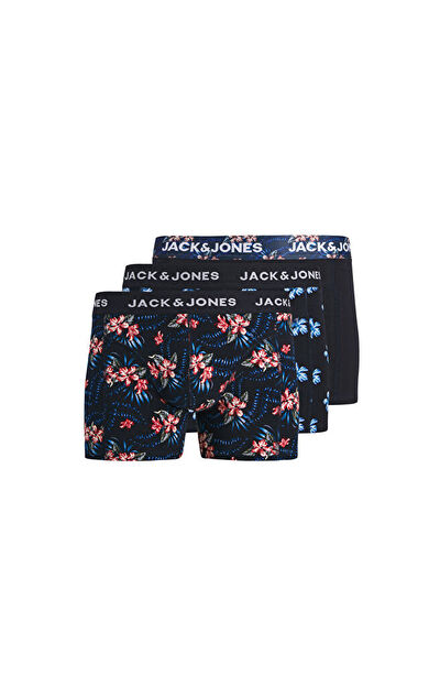 Jack Jones JACLAMINE FLOWER TRUNKS 3 PACK SN Erkek Boxer (3'Lü) 12301206-SKY-CAPTAIN Lacivert