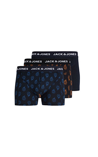 Jack Jones JACDALE SMILEY TRUNKS 3 PACK Erkek Boxer (3'Lü) 12301230-BLACK Siyah