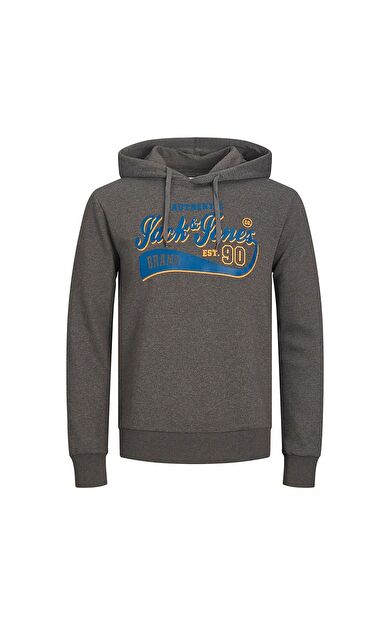Jack & Jones Jjelogo Sweat Hood Erkek Sweatshirt 12233597          Koyu gri
