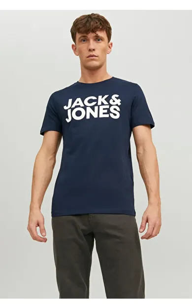 Jack & Jones JJECORP LOGO TEE SS 12151955 Erkek T-Shirt          Navy blazer