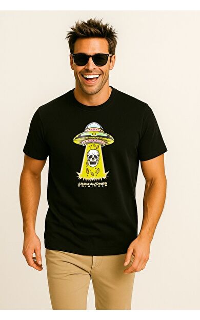 Jack & Jones Joranatomy Skull Tee Ss Crew Neck Sn Erkek T-shirt 12272966          Black