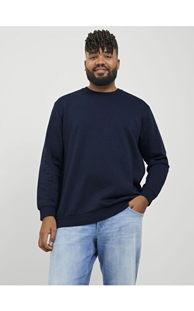 Jack &amp; Jones Bradley Erkek Büyük Beden Sweatshirt 12250594         Navy blazer