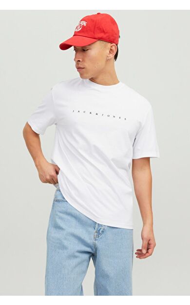 Jack & Jones Star Erkek Beyaz Yuvarlak Yaka Tişört          Beyaz