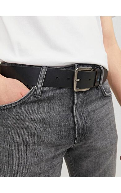 Jack &amp; Jones Jacflag Erkek Gerçek Deri Kemer 4 CM 12242684 Black