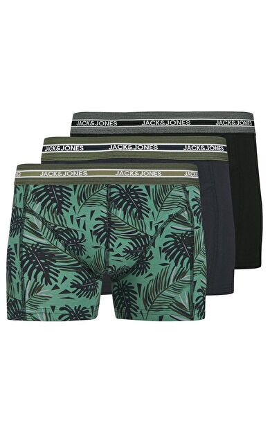 Jack & Jones Jacezra Leaves Trunks Erkek 3'lü Boxer 12279501          Black