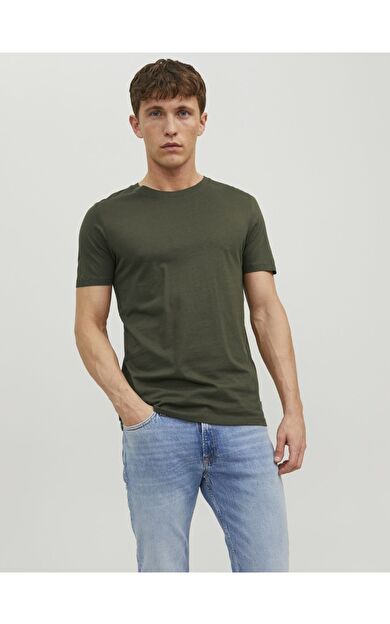 Jack & Jones JJEORGANIC Basic Erkek T-Shirt 12156101          Olive night