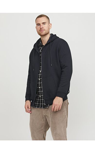 Jack & Jones Breadly Plus Erkek Fermuarlı Sweatshirt 12250596          Black