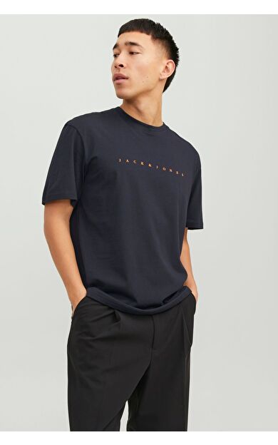 Jack & Jones Star Erkek Beyaz Yuvarlak Yaka Tişört          Koyu laci̇vert