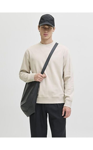 Jack Jones Blachad Brandıng Bisiklet Yaka Erkek Sweat 12261386 12261386-Silver Lin