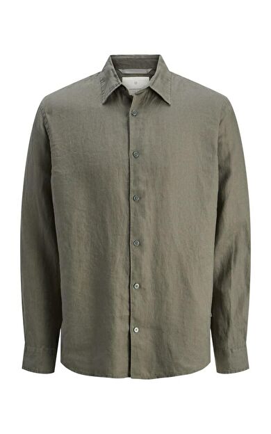 Jack Jones Blalawrence Relax Fit Keten Erkek Gömlek 12273907 12273907-Tea Leaf