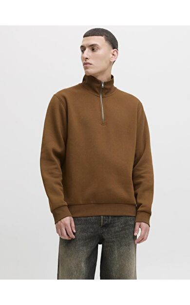 Jack Jones Bradley Fermuarlı Yaka Relax Fit Erkek Sweat 12250747 12250747-Monks Robe