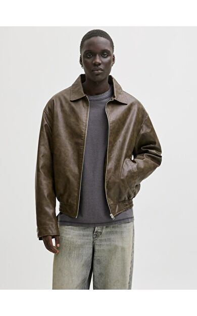 Jack Jones Erkek Deri Ceket 12289182