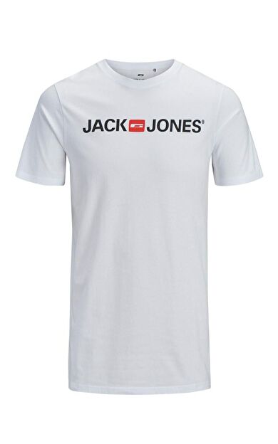 Jack Jones Logo Crew Neck Noos Erkek Tişört 12137126 12137126-WHİTE