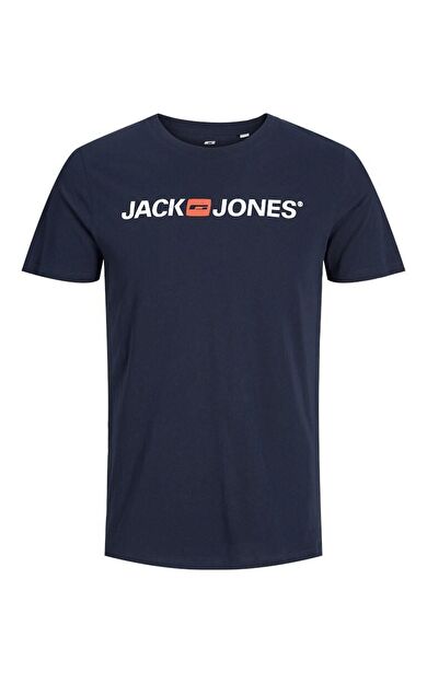 Jack Jones Logo Crew Neck Noos Erkek Tişört 12137126 12137126-Navy Blaze