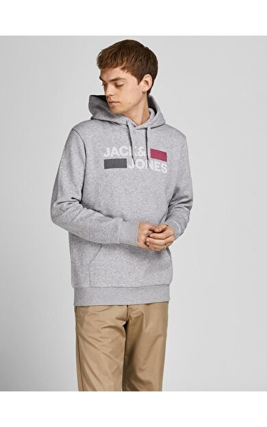 Jack Jones Logo Erkek Sweat 12152840 12152840-Light Grey