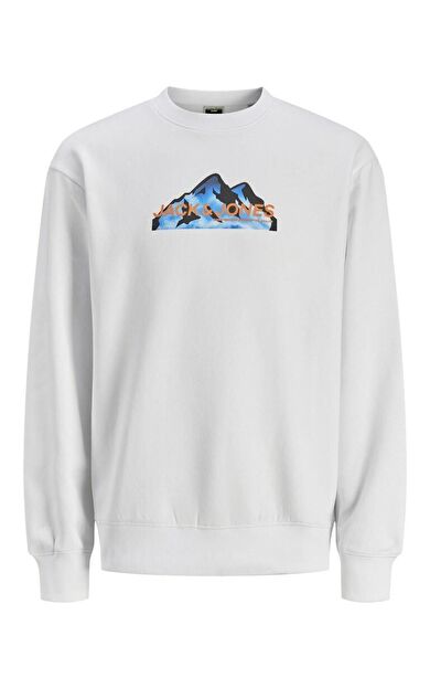 Jack Jones Mountaın Logo Bisiklet Yaka Erkek Sweat 12262094