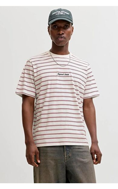 Jack Jones Norrebro Strıpe Çizgili Relax Fit Erkek Tişört 12291021