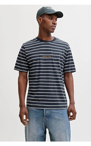 Jack Jones Norrebro Strıpe Çizgili Relax Fit Erkek Tişört 12291021